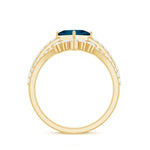 6mm Princess Cut London Blue Topaz and Diamond Wedding Ring Set