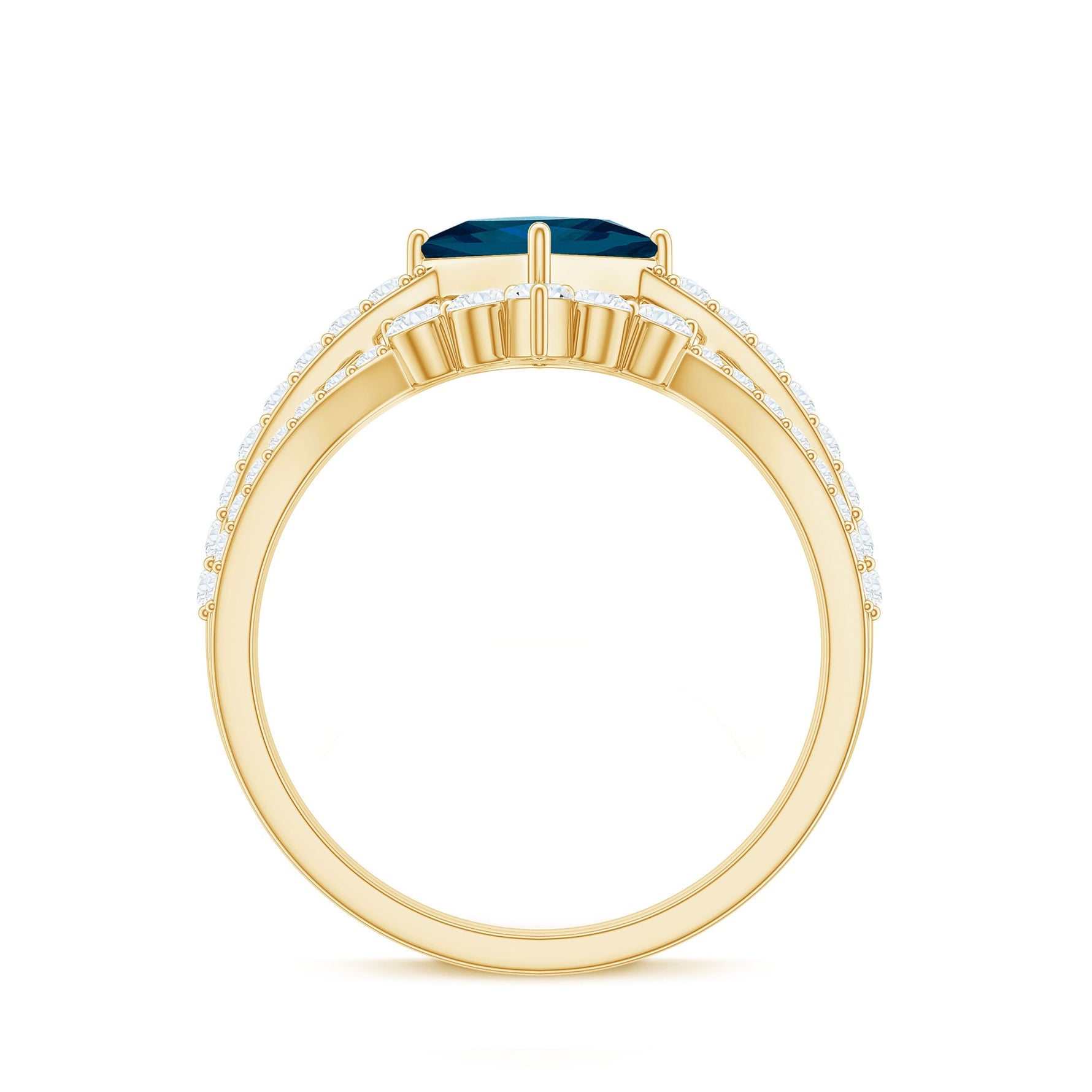 6mm Princess Cut London Blue Topaz and Diamond Wedding Ring Set