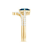 6mm Princess Cut London Blue Topaz and Diamond Wedding Ring Set