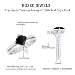 5mm Princess Cut Black Onyx Designer Wedding Rings Set with Moissanite