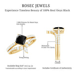5mm Princess Cut Black Onyx Designer Wedding Rings Set with Moissanite