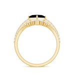 5mm Princess Cut Black Onyx Designer Wedding Rings Set with Moissanite