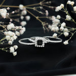 Princess Cut Black Onyx and Moissanite Trio Wedding Ring Set