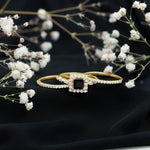 Princess Cut Black Onyx and Moissanite Trio Wedding Ring Set