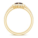 Natural Garnet Diamond 3 Piece Bridal Ring Set