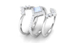 Natural Moonstone and Moissanite Trio Wedding Ring Set