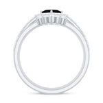 Certified 5mm Princess Cut Black Onyx Wedding Rings Set with Moissanite Band