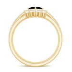 Certified 5mm Princess Cut Black Onyx Wedding Rings Set with Moissanite Band