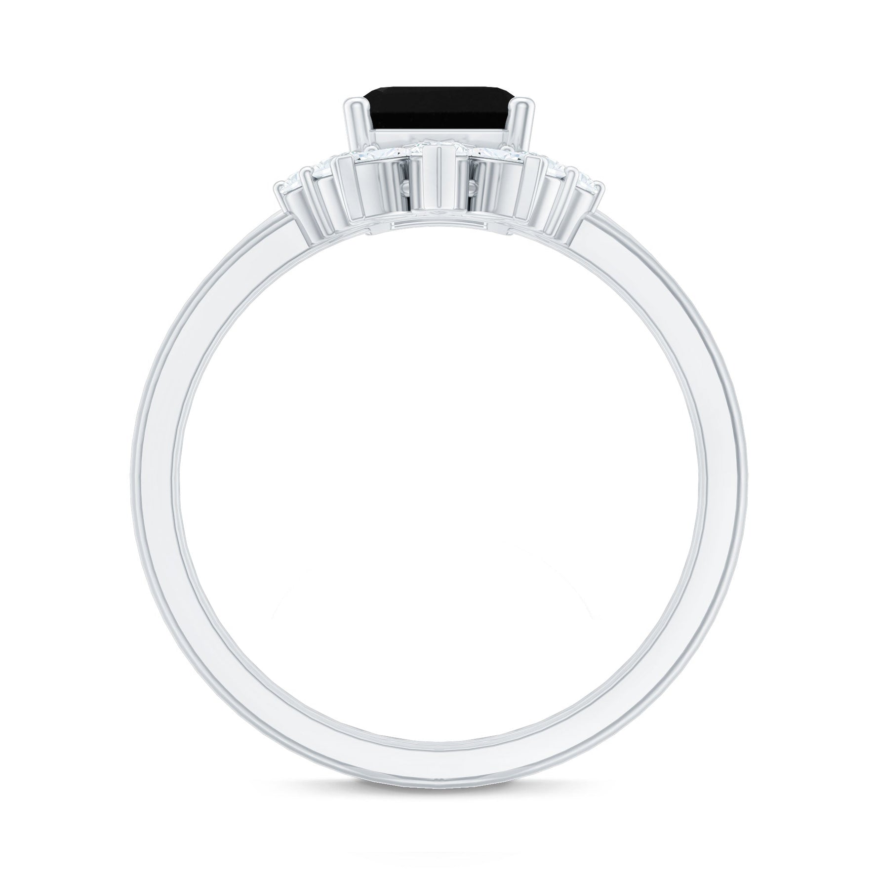 Lab Created Black Diamond Solitaire Wedding Ring Set with Diamond