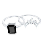Lab Created Black Diamond Solitaire Wedding Ring Set with Diamond