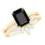 Lab Created Black Diamond Solitaire Wedding Ring Set with Diamond