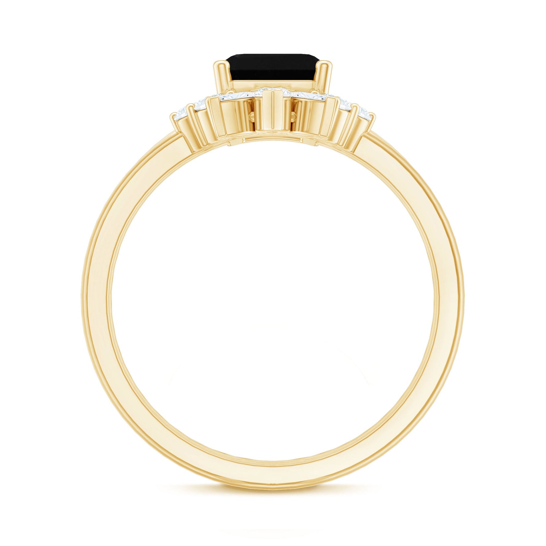 Lab Created Black Diamond Solitaire Wedding Ring Set with Diamond