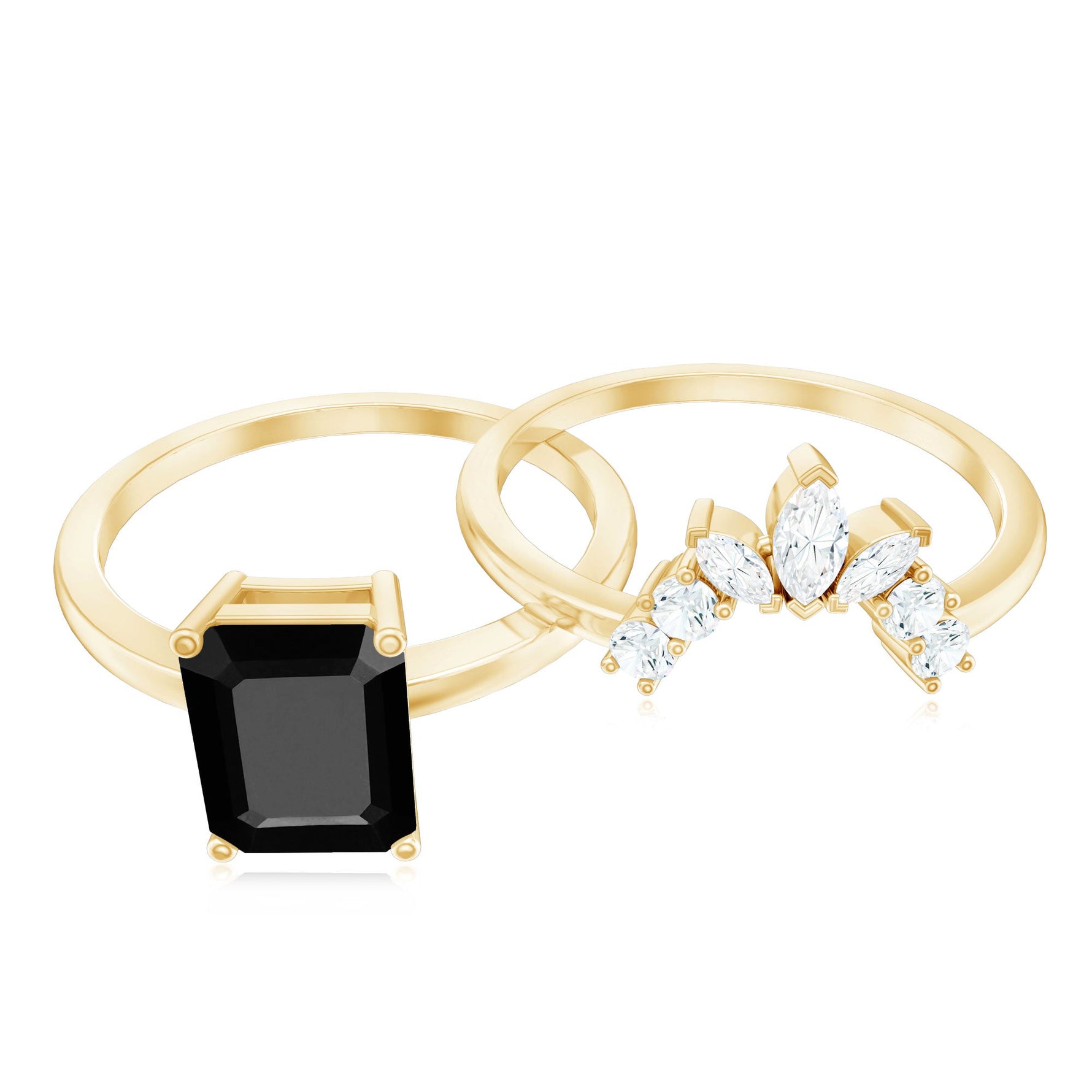 Lab Created Black Diamond Solitaire Wedding Ring Set with Diamond