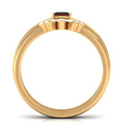 Genuine Garnet Diamond Emerald Cut Engagement Ring with Wedding Band