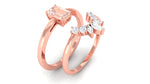 Emerald Cut Morganite Wedding Ring Set with Diamond