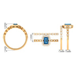 London Blue Topaz and Diamond Vintage Inspired Wedding Ring Set