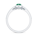 Natural Emerald Diamond Pear Shaped Engagement Wedding Ring Set of 2