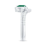 Natural Emerald Diamond Pear Shaped Engagement Wedding Ring Set of 2