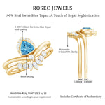 Real Swiss Blue Topaz Designer Engagement Ring With Enhancer