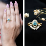 Real Swiss Blue Topaz Designer Engagement Ring With Enhancer