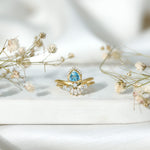 Real Swiss Blue Topaz Designer Engagement Ring With Enhancer