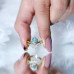 Real Swiss Blue Topaz Designer Engagement Ring With Enhancer