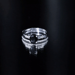 Natural Oval Shape Black Spinel Wedding Ring Set with Diamond