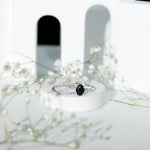 Natural Oval Shape Black Spinel Wedding Ring Set with Diamond