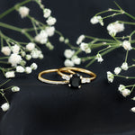 Natural Oval Shape Black Spinel Wedding Ring Set with Diamond