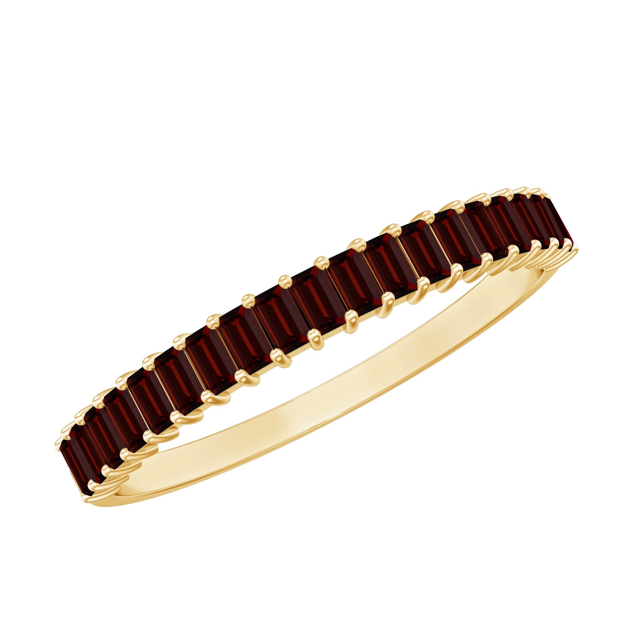 Certified Garnet Half Eternity Ring in Yellow Gold Plated Silver