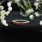Certified Garnet Half Eternity Ring in Yellow Gold Plated Silver