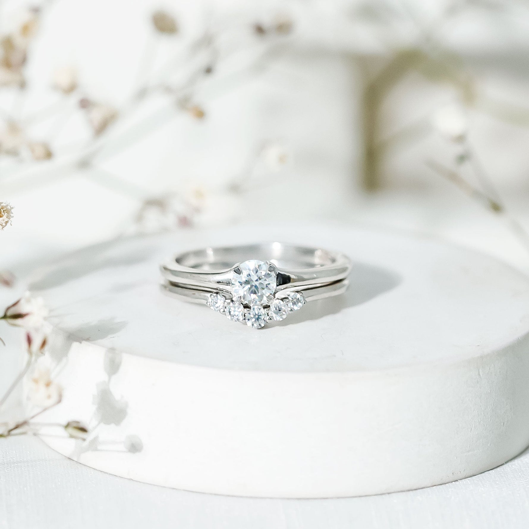 Real Diamond Minimal Wedding Ring Set