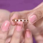 Genuine Garnet Diamond Half Eternity Wedding Ring