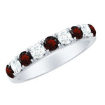 Genuine Garnet Diamond Half Eternity Wedding Ring