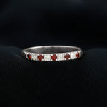 Genuine Garnet Diamond Half Eternity Wedding Ring