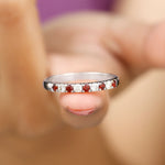 Genuine Garnet Diamond Half Eternity Wedding Ring