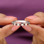 Genuine Garnet Diamond Half Eternity Wedding Ring