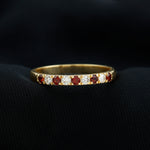 Genuine Garnet Diamond Half Eternity Wedding Ring
