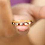 Genuine Garnet Diamond Half Eternity Wedding Ring