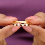 Genuine Garnet Diamond Half Eternity Wedding Ring