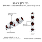 Natural Garnet Eternity Wedding Ring with Moissanite