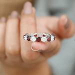 Natural Garnet Eternity Wedding Ring with Moissanite