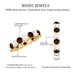 Natural Garnet Eternity Wedding Ring with Moissanite