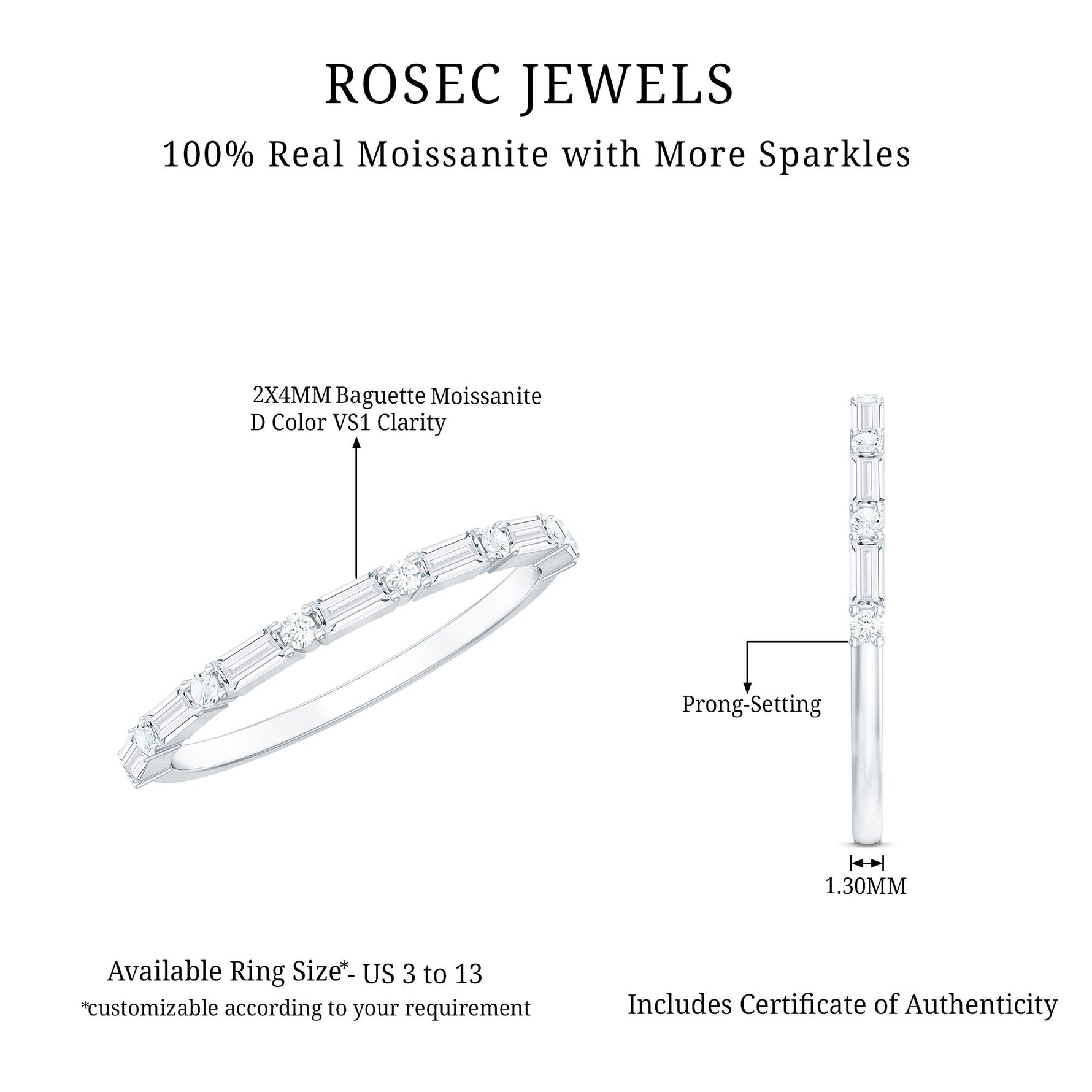 Minimalist Moissanite Stackable Wedding Ring for Women
