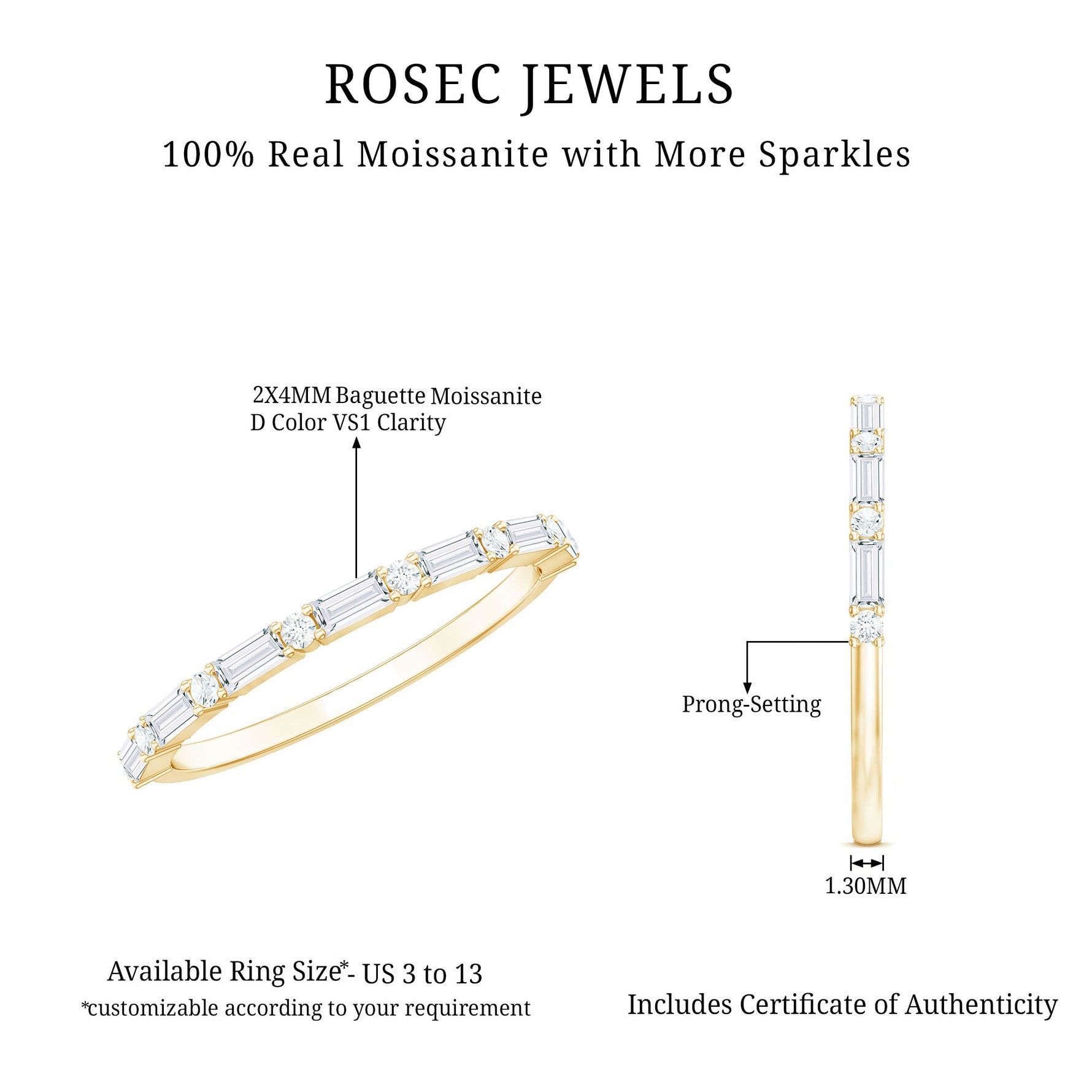 Minimalist Moissanite Stackable Wedding Ring for Women