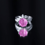 Floral Inspired Lab Grown Pink Sapphire Bridal Wedding Ring Set With Moissanite