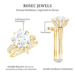 Cubic Zirconia Floral Inspired Wedding Ring Set For Women