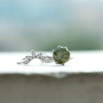Lab Grown Green Sapphire Flower Wedding Ring Set with Moissanite
