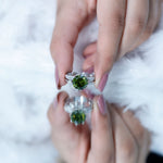 Lab Grown Green Sapphire Flower Wedding Ring Set with Moissanite