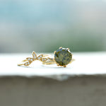 Lab Grown Green Sapphire Flower Wedding Ring Set with Moissanite